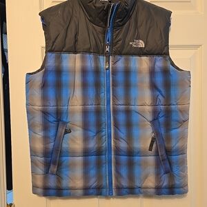 The North Face Blue and Gray  Plaid Vest